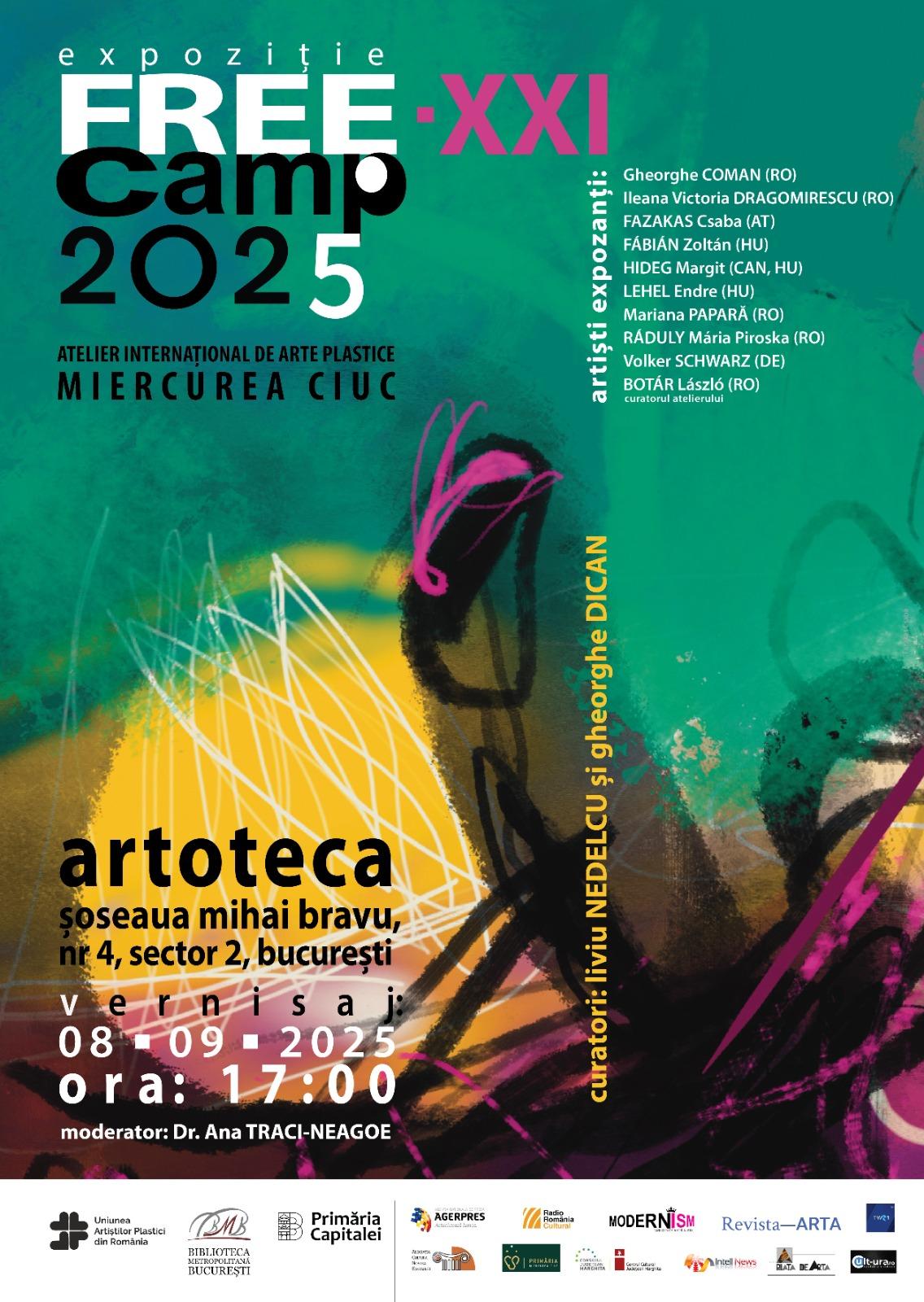 Expoziția FREE Camp 2025 ia startul la Biblioteca Metropolitană București în Galeria ARTOTECA, un eveniment captivant pentru pasionații de artă contemporană!